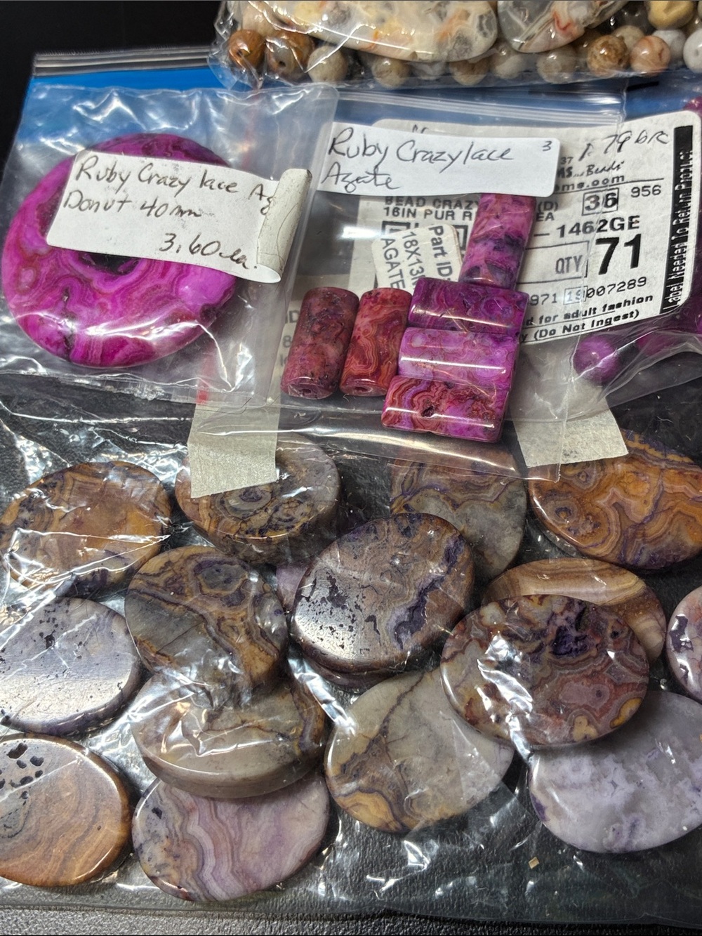Lot of assorted crazylace agate gemstone beads and pendant gemstones - Picture 3 of 14